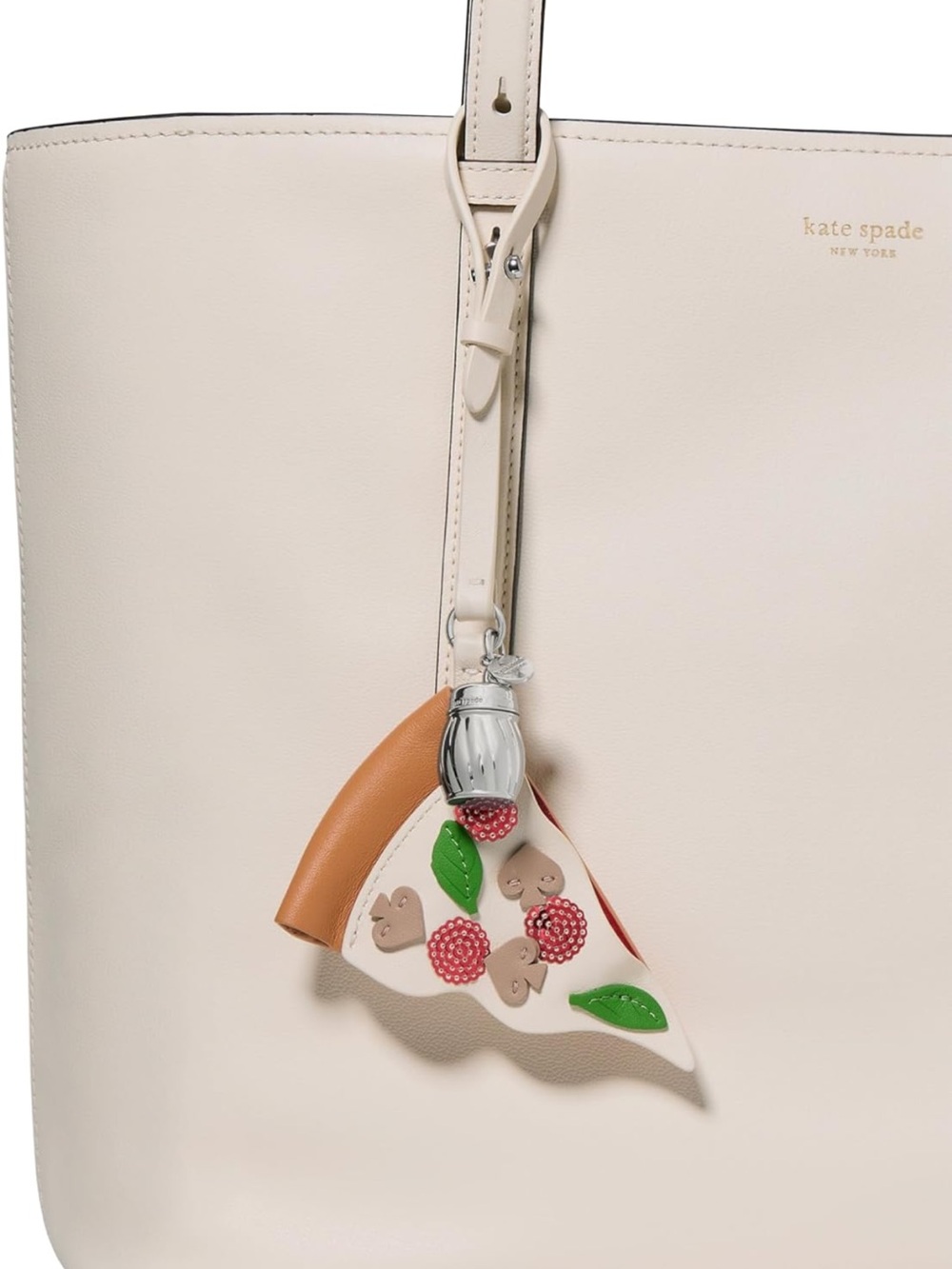 New Kate Spade NYC Pizza Slice Bag Charm with Red and Green Accents - Picture 2 of 8
